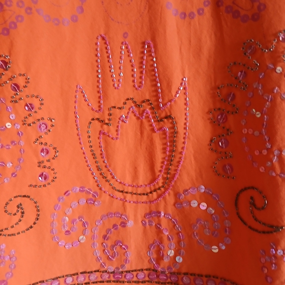 Cadi & Blu Orange Pink A Line Skirt Beaded Sequin Boho Size 4 - Picture 6 of 15